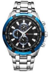 Curren 8023 kék lünettás férfi karóra, fekete számlappal