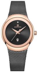 Naviforce Milánói szíjas fekete női karóra, fekete számlappal. 5004