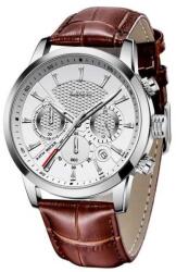 Curren Barna bőrszíjas férfi karóra, fehér számlappal 9866