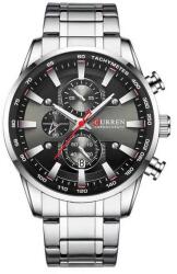 Curren Fekete számlapos, ezüst szíjas férfi karóra. Chronogr M8351