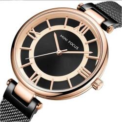 MINI FOCUS Milánói szíjas női karóra Római számokkal. Fekete MF0234L