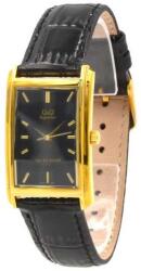 Q&Q Superior, arany színű, fekete bőr szíjas karóra