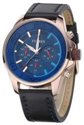 Curren 8187 bőr szíjas, kék számlapos karóra. 44oc