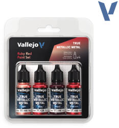 Acrylicos Vallejo Vallejo 77.254 True Metallic airbrush festékkészlet, rubinvörös árnyalat, 4x18ml () (577254)