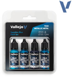 Acrylicos Vallejo Vallejo 77.256 True Metallic airbrush festékkészlet, zafírkék árnyalat, 4x18ml () (577256)