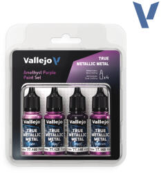 Acrylicos Vallejo Vallejo 77.255 True Metallic airbrush festékkészlet, Ametiszt lila, 4x18ml () (577255)
