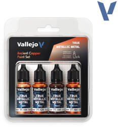 Acrylicos Vallejo Vallejo 77.253 True Metallic airbrush festékkészlet, Ancient Copper árnyalat, 4x18ml () (577253)