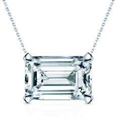 SAVICKI Colier aur alb 585 diamant alb de laborator 0.5 ct tăietură smarald 48 cm