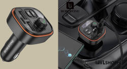 BOROFONE Fm Transzmitter, autós töltő, szivargyújtós töltő, 2USB aljzat, USB-C aljzat, bluetooth, USB flash lejátszás, Borofone BC59 - Fekete (BC59-01)