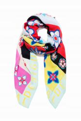 Desigual Virágmintás sál, poliészter, nyomtatott, gyártói logó, UNI méret
