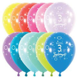 Szám, Számos latex lufi 11" 28cm 6db 3-as lufi Boldog 3. szülinapot! (LUFI681941)