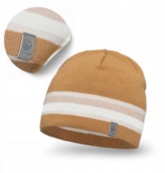 PaMaMi Férfi Téli Beanie, csíkos, 100% akril, 56-60cm fejméret (Wygodna Czapka Przejściowa Jesienno-Zimowa)