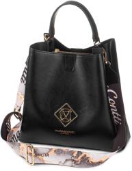 Massimo Connti Női Kézitáska Shopper Massimo Contti Fekete Válltáska A4 Logó Csíkkal