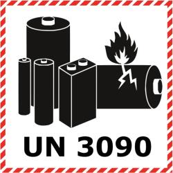 ADR Akkumulátor jelölés - UN3090 öntapadó matrica, 100x100mm - Karton (3000 db)