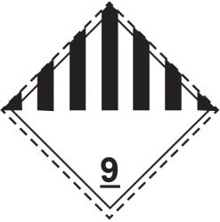 ADR 9 Osztály Különféle veszélyes anyagok és tárgyak bárca, öntapadós matrica, 100x100mm - Csomag (50 db)