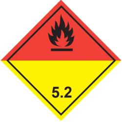 ADR 5.2 Osztály szerves peroxidok bárca, öntapadós matrica, 100x100mm - Tekercs (250 db)