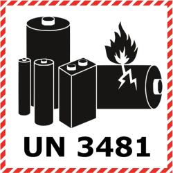 ADR Akkumulátor jelölés - UN3481 öntapadós matrica, 100x100mm - Tekercs (250 db)