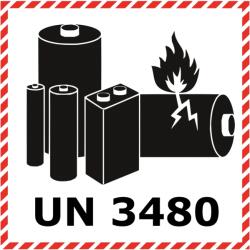 ADR Akkumulátor jelölés - UN3480 öntapadó matrica, 100x100mm - Tekercs (500 db)