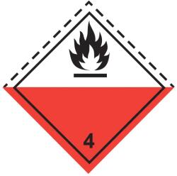 ADR 4.2 Osztály öngyulladásra hajlamos anyagok bárca, öntapadós matrica, 100x100mm - Karton (3000 db)