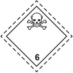 ADR 6.1 Osztály Mérgező anyagok bárca, öntapadós matrica, 100x100mm - Tekercs (500 db)