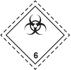 ADR 6.2 Osztály fertőző anyagok bárca, öntapadós matrica, 100x100mm - Tekercs (250 db)