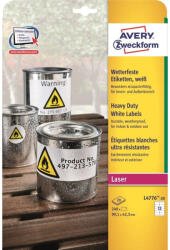 AVERY Etikett címke, 99, 1 x42, 3mm, időjárásálló poliészter, 12 címke/ív, 20 ív/doboz, Avery fehér (L4776-20) - printsisters