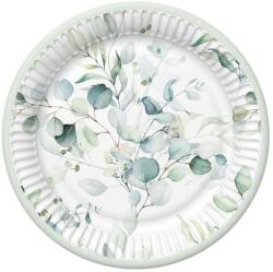  Virág Eucalyptus Twigs papírtányér 8 db-os 18 cm (PKK050969) - sandori