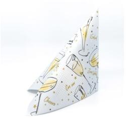 Mank Szilveszteri textilhatású szalvéta "Cheers" 40x40 cm 50 lap/csomag