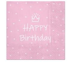  Happy Birthday Rózsaszín Light Pink szalvéta 20 db-os 33x33 cm (MLG815702) - sandori