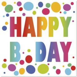  Happy Birthday Dots szalvéta 20 db-os 33x33 cm (PKK045767) - sandori