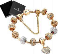 EdiBazzar Moduláris Arany Karkötő Charms Gyöngyökkel Szett Medálokkal Dobozban 18K Acél (5905884016848)