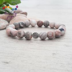 Kristály Jóga Shop Matt rózsaszín zebra jáspis (márvány) 8 mm-es ásvány karkötő, végtelen csomóval