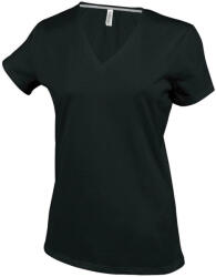 Kariban Női V-nyakú rövid ujjú pamut póló, Kariban KA381, Black-3XL (ka381bl-3xl)