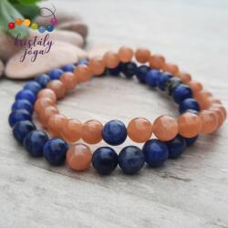 Kristály Jóga Shop Rózsaszín holdkő, szodalit 6 mm-es ásvány páros karkötő
