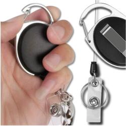 EdiBazzar Retraktor zsinór feltekerhető kültéri karabiner kulcstartó erős fonott 80cm kártya (Brelok do kluczy z linką retraktor)