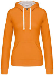 Kariban Női pulóver kontrasztos bélésű kapucnival, Kariban KA465, Orange/White-M (ka465or-wh-m)
