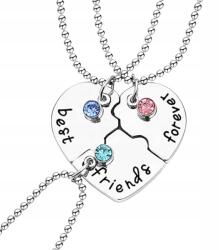 EdiBazzar Női nyaklánc 3 láncos barátság szett barátnőknek Szív Bff Ezüst (5905884015148)