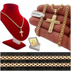 Golden Celebrity Arany Lánc Kereszt 18K Ajándék Fiúnak Keresztelőre Gravírozás (łańcuszek krzyżyk krzyż komunia chłopca 50 cm)