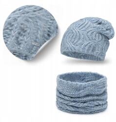 PaMaMi Téli Szett, kék, hupikék törpikék sapka, kémény, 55-58cm fejméret (Komplet Czapka Stylowa Czapka z Kominem)