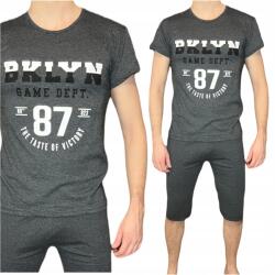 Férfi pizsama grafit melange 3/4-es rövid ujjú nadrág Bklyn M