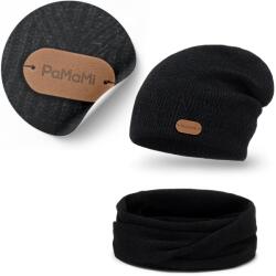 PaMaMi Téli Női Szett, merinó gyapjú, Hupikék törpikék sapka, kémény (Stylowa Czapka Klasyczna Przedłużana Komin)
