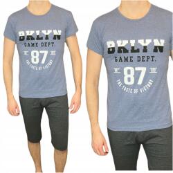  Férfi pizsama farmer melange 3/4-es nadrág rövid ujjú Bklyn L