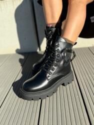  Női téli bakancs, zsebes, fekete, bélelt, bakancs, 41 (543)