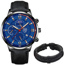 DEYROS Set cadou cu ceas barbatesc Deyros albastru DS1637 si bratara eleganta Ceas