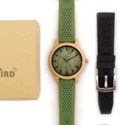 Bobo Bird Ceas din bambus cu curea din silicon verde Bobo Bird, B06 Negru Ceas