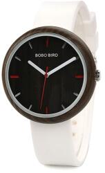 Bobo Bird Ceas din lemn Bobo Bird cu curea din silicon alb R28-2 Ceas