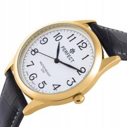 Perfect Férfi karóra klasszikus kvarc elegáns bőr szíj analóg Perfect (C418)