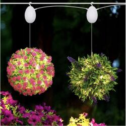  Lógó Művirág Gömbök, világító LED, kerti lámpák, 2db, távirányító (11221)