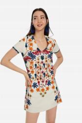 Desigual Boho Virágmintás Ruha, mini, Size L, 92% poliészter, 8% elasztán