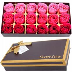 EdiBazzar Szappanrózsa ajándékkészlet, 18db, rózsaszín, 3.8cm átmérő (Bukiet róż mydlanych 18szt różowe kwiatki)